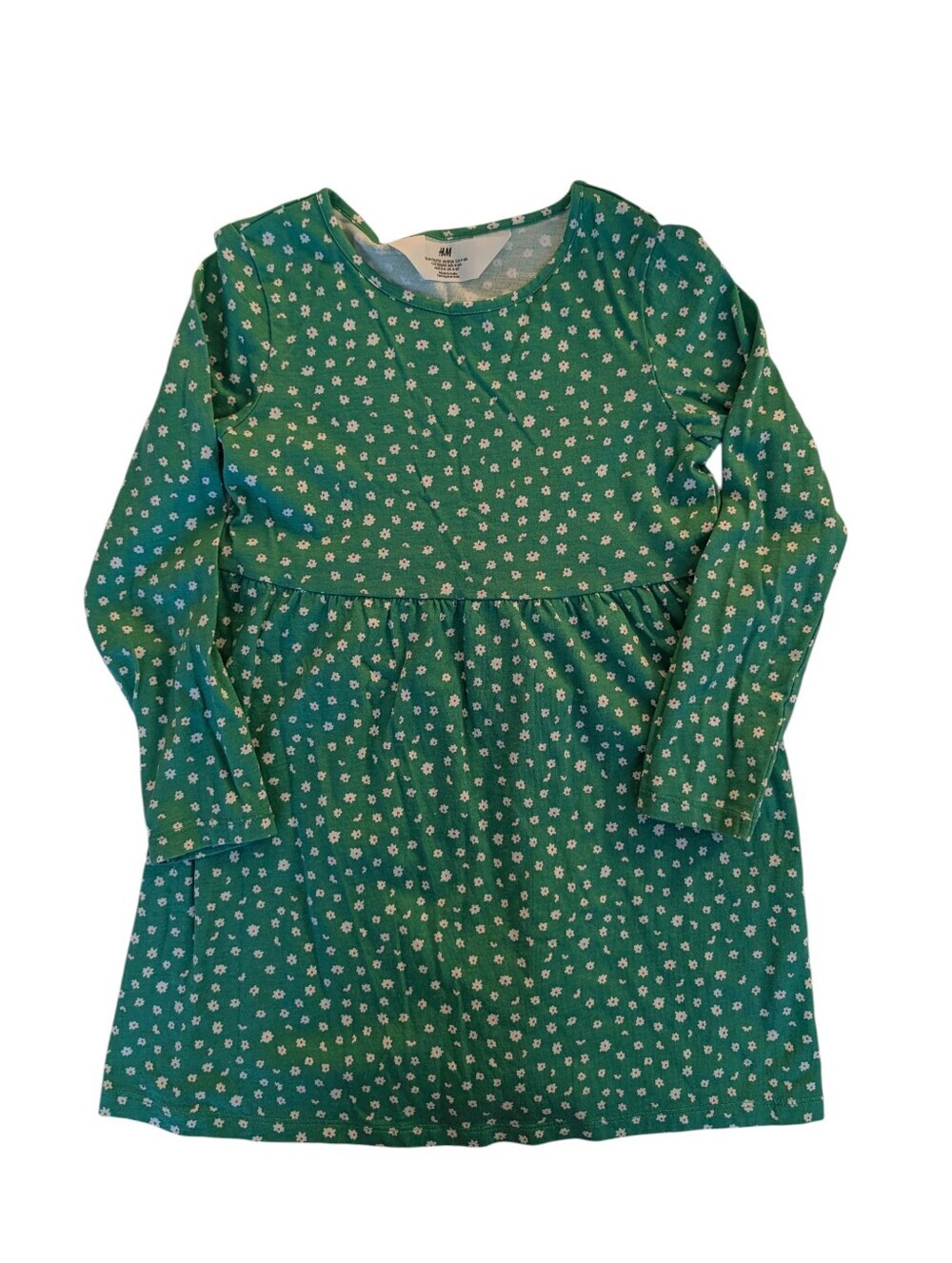 H&M Green Floral Long Sleeve Dress Cotton Size 5T/6